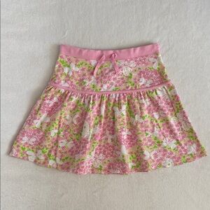 {VTG} Lilly Pulitzer | White Label Pink Gossip Butterfly Floral Pique Skirt